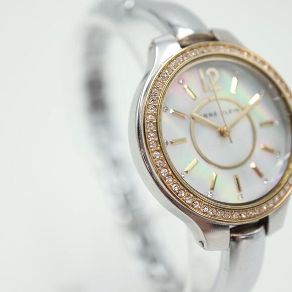 Ladies Anne Klein Watch Two Tone 33mm MOP Dial Silver Tone Bracelet New Battery - Picture 9 of 15